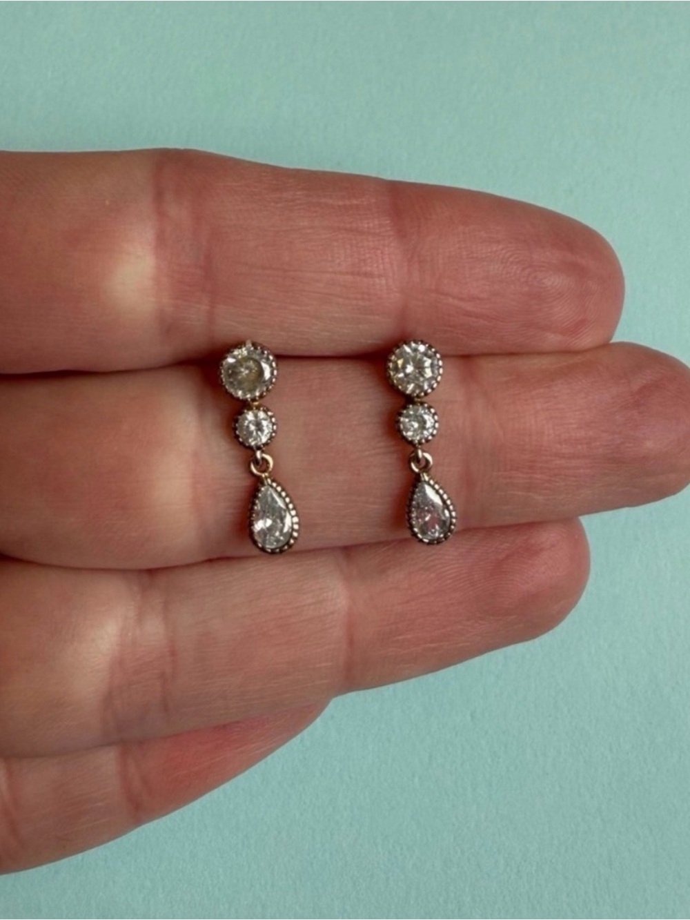 Delicate Teardrop Drop Earrings with Clear Stones